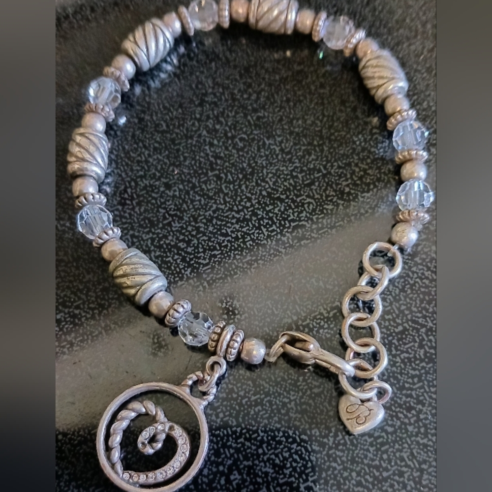 Brighton Disco Fever Silver Crystal Bracelet, 8" length, some wear, Retired